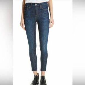 RAG & Bone high rise raw hem dark denim ankle skinny jean size 24